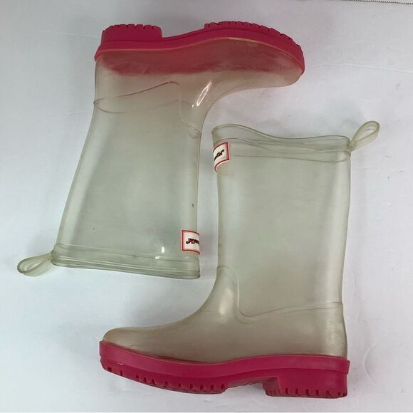 American Girl Peekaboo Willies Clear/Pink Calf Rain Boots Girl Rubber Size 12/13 - Picture 4 of 10